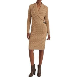 Lauren Ralph Lauren Women's Cable-Knit Buckle-Trim Sweater Dress Size M